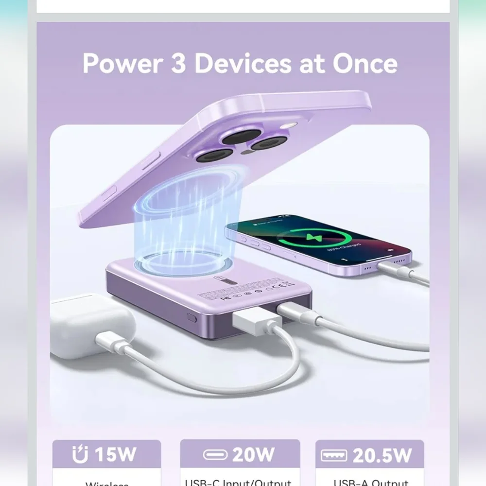 Folding Desktop Phone Stand & Purple Power Bank